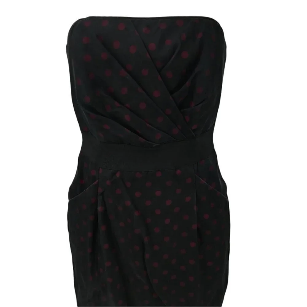 White House Black Market Polka Dot Strapless Party Dress Size 2 WHBM Silk LBD - Picture 5 of 12